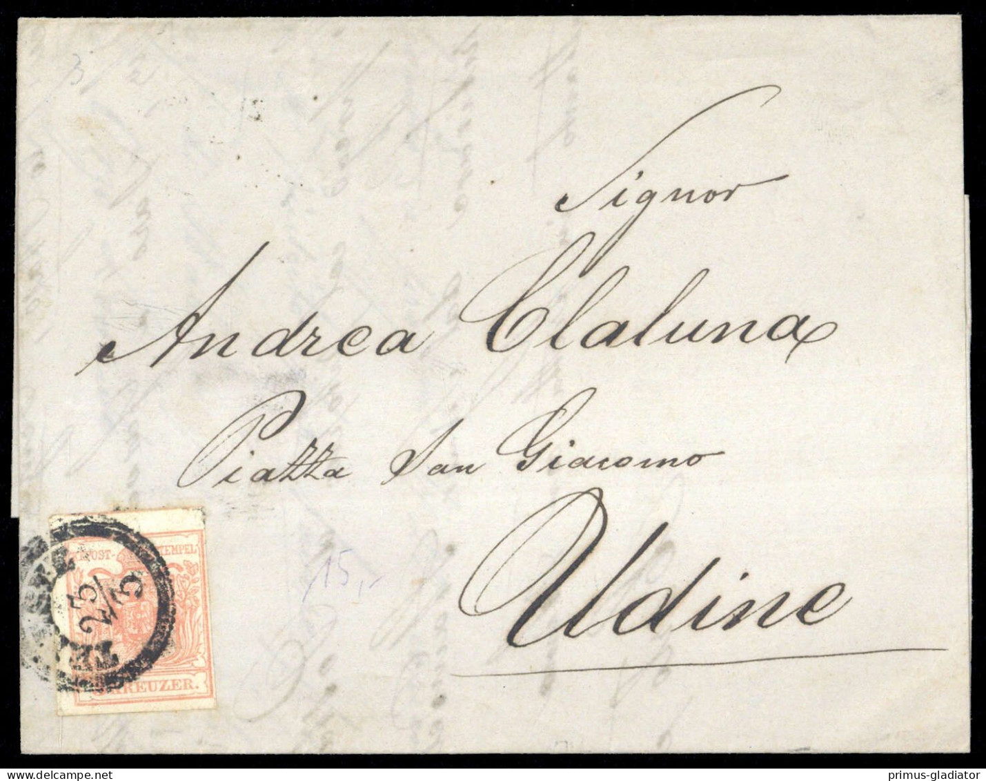 1854, Österreich, 3 Y A, Brief - Meccanofilia