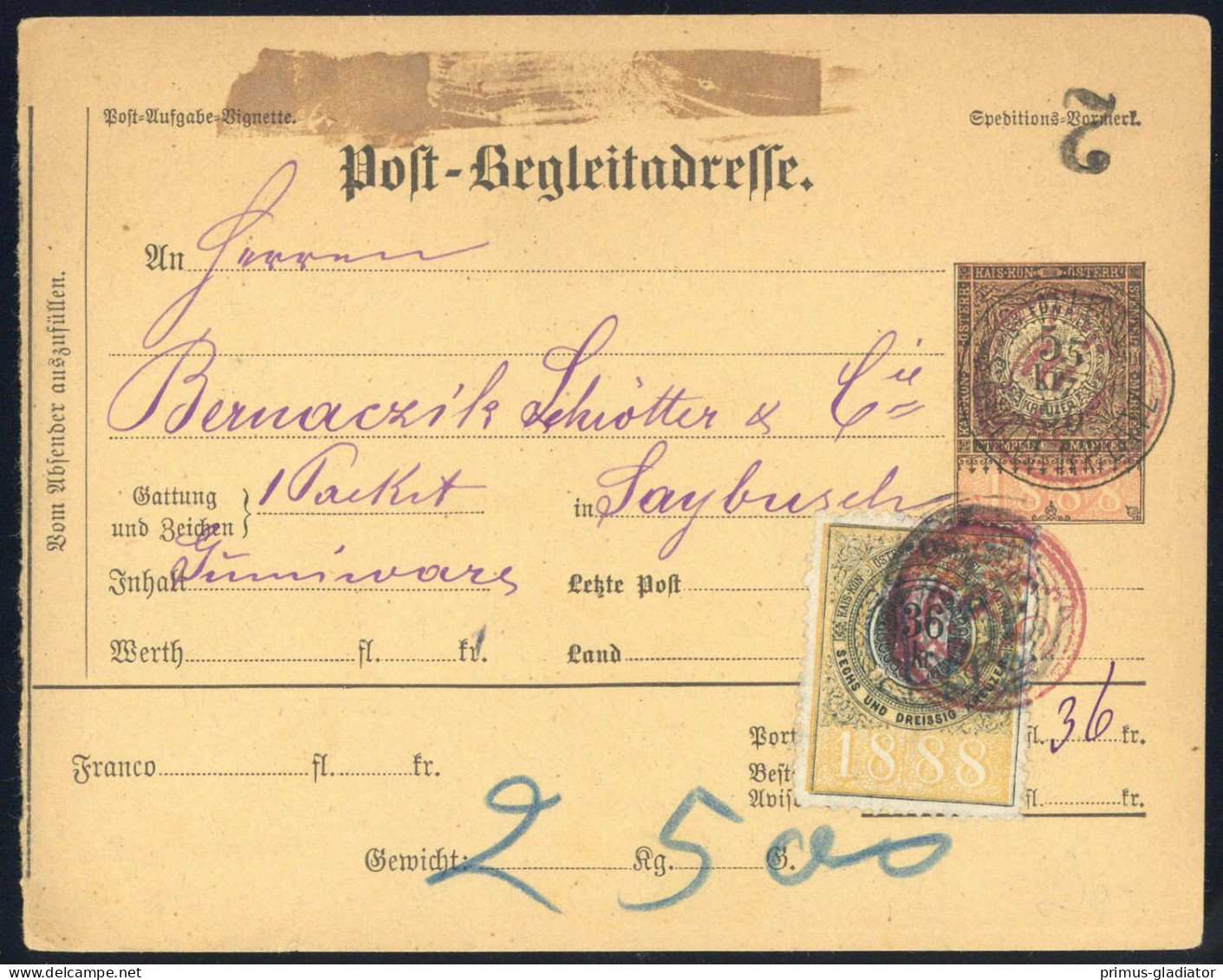 1888, Österreich, Brief - Mechanische Afstempelingen