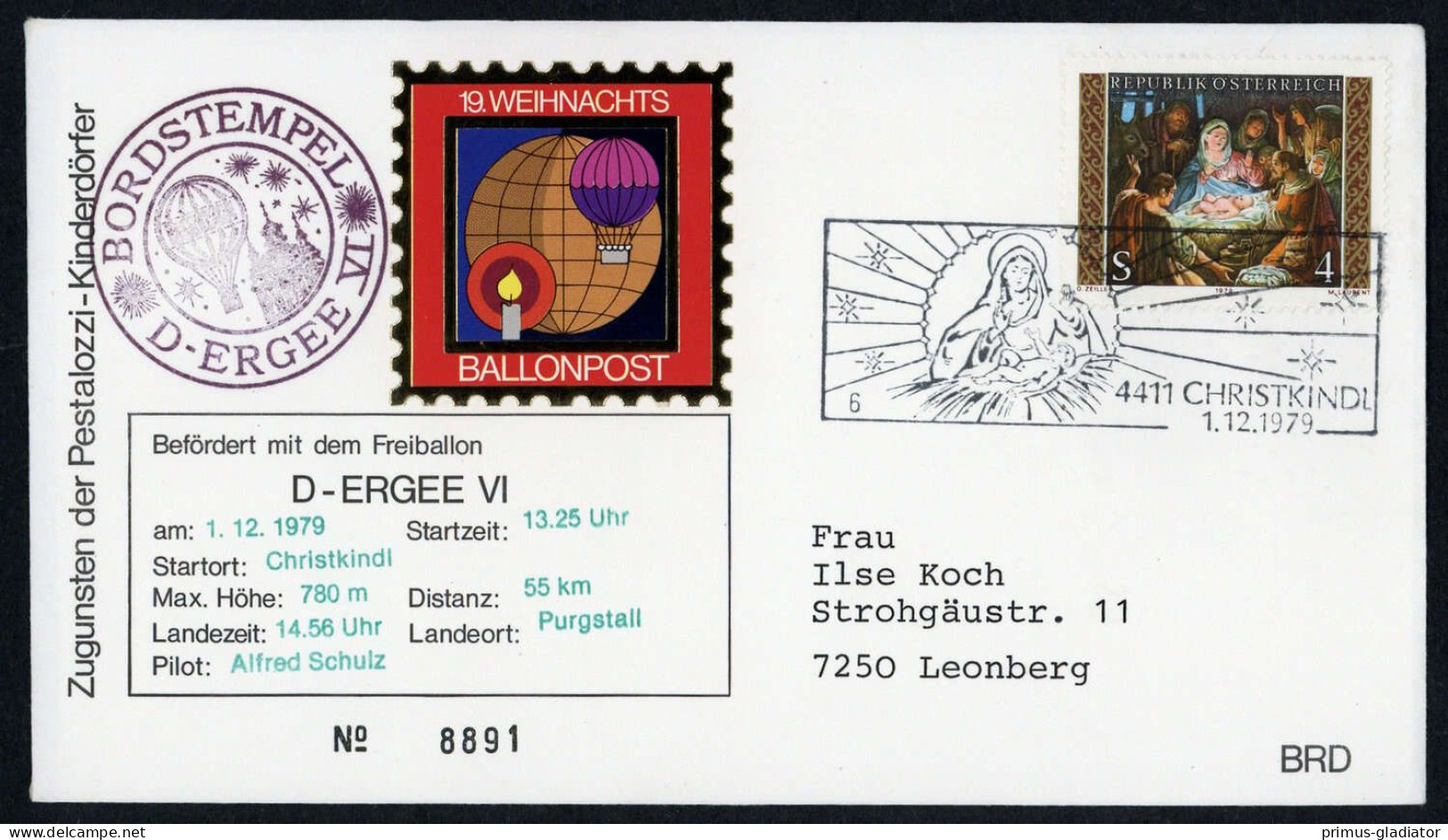 1979, Österreich, Palmer C 19 A, Brief - Meccanofilia