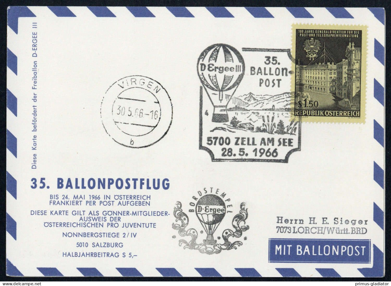 1966, Österreich, Palmer 35 B, Brief - Mechanische Stempel