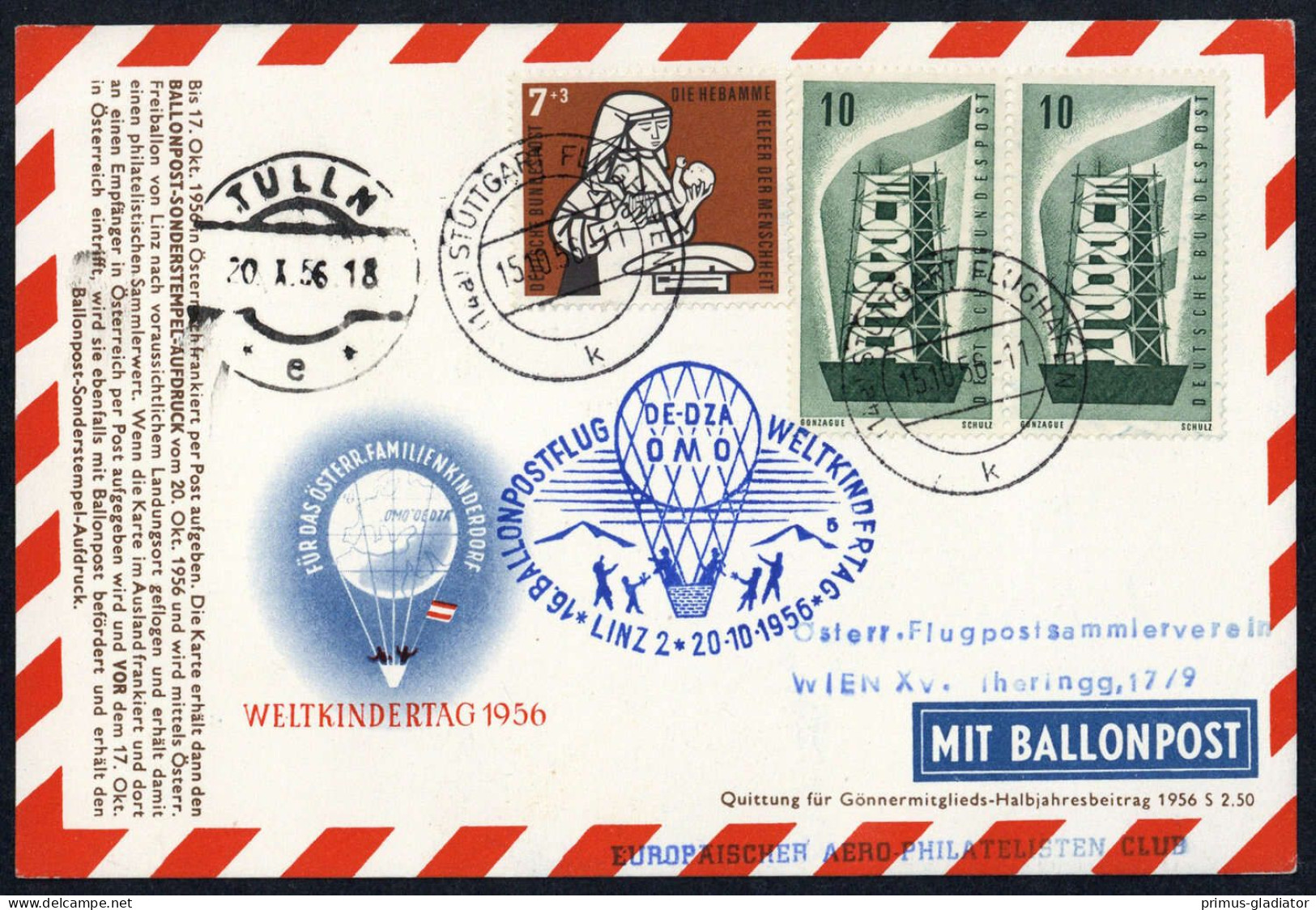 1956, Österreich, Palmer RBF 16b BRD, Brief - Matasellos Mecánicos