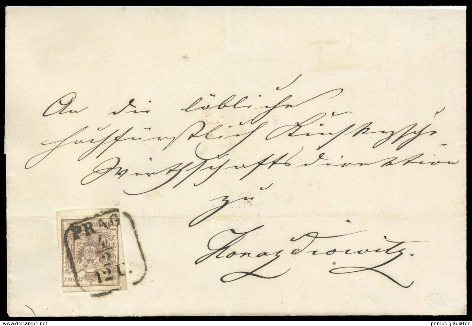 1854, Österreich, 4 Y, Brief - Mechanische Stempel