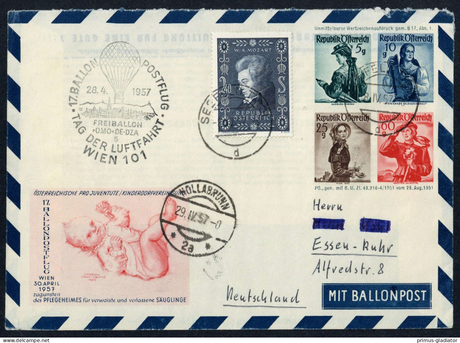 1957, Österreich, Palmer RBF 17 A, Brief - Machine Postmarks