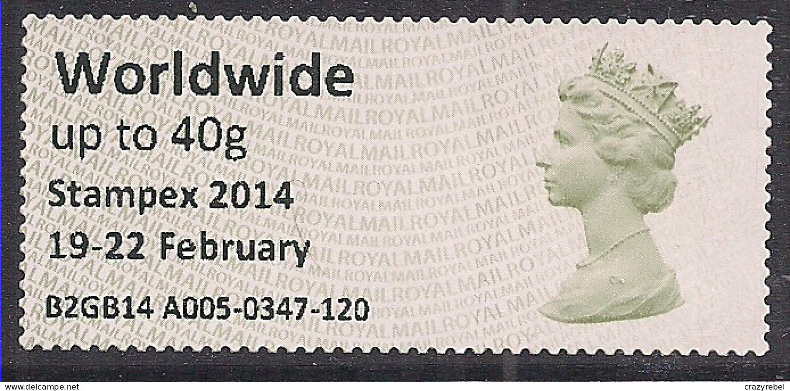 GB 2014 QE2 World Wide Post & Go To 40gms MNG Stampex SG F55eb ( K394 ) - Post & Go (distributeurs)