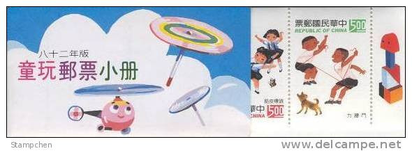 Taiwan 1993 Toy Stamps Booklet Dueling Rubber Band Bamboo Sandbag Dragonfly Cat Dog Helicopter - Libretti