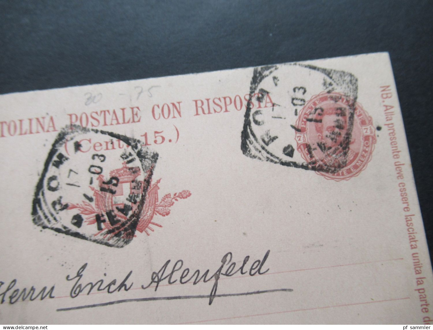 Italien 1903 Ganzsache Doppelkarte Auslands PK Roma - Magdeburg Mit Zusatzfrankatur! P 30 - Entiers Postaux