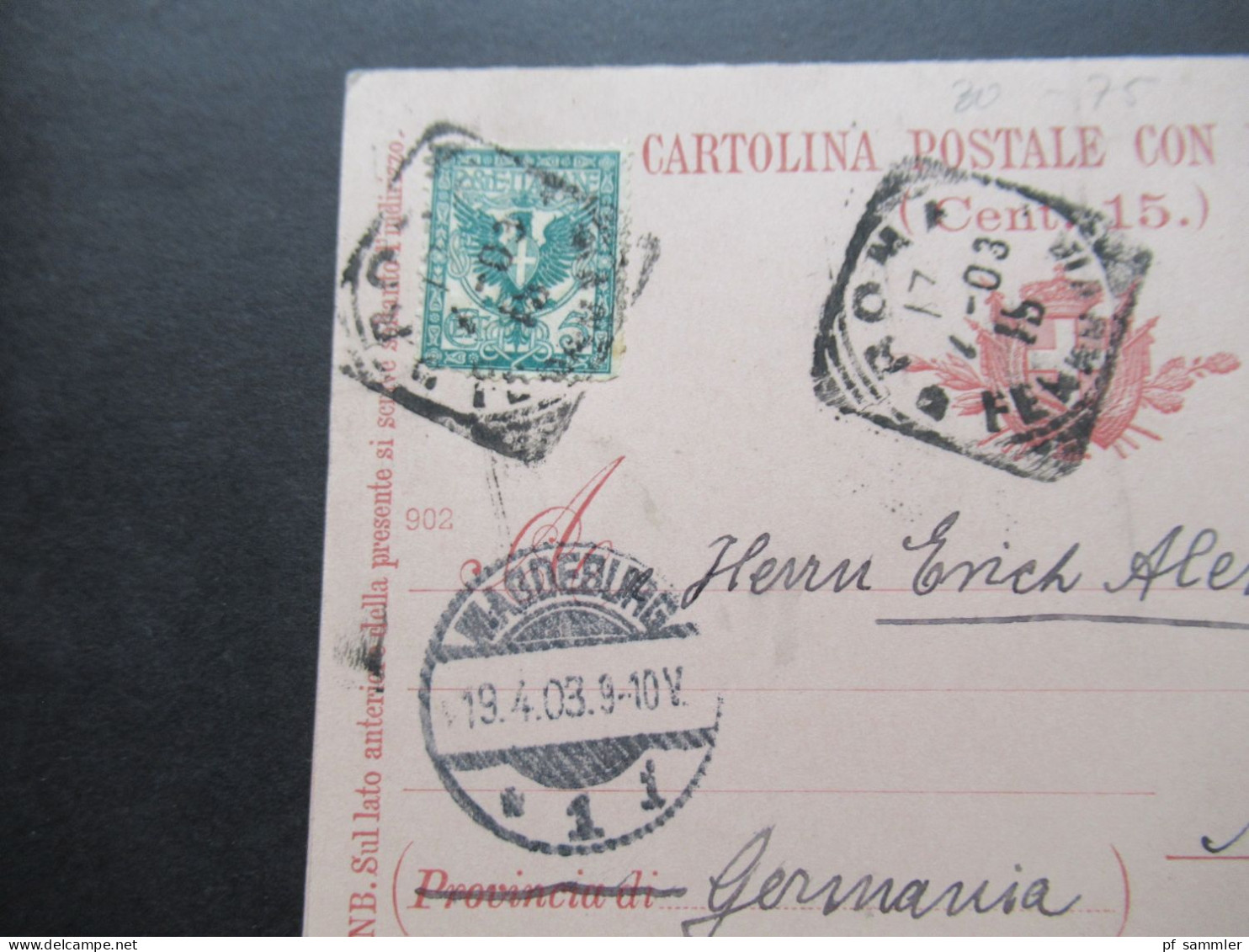 Italien 1903 Ganzsache Doppelkarte Auslands PK Roma - Magdeburg Mit Zusatzfrankatur! P 30 - Entero Postal