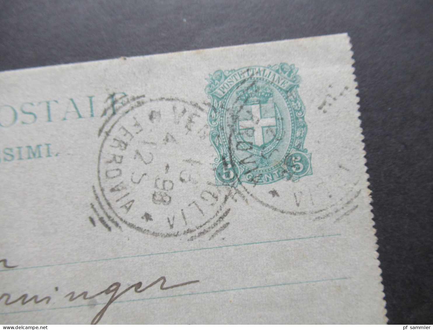 Italien 1898 Kartenbrief Wappen Auslands PK Nach Coblenz Mit Ank. Stempel / Zusatzfrankatur Leider Abgelöst!!!!! - Entiers Postaux