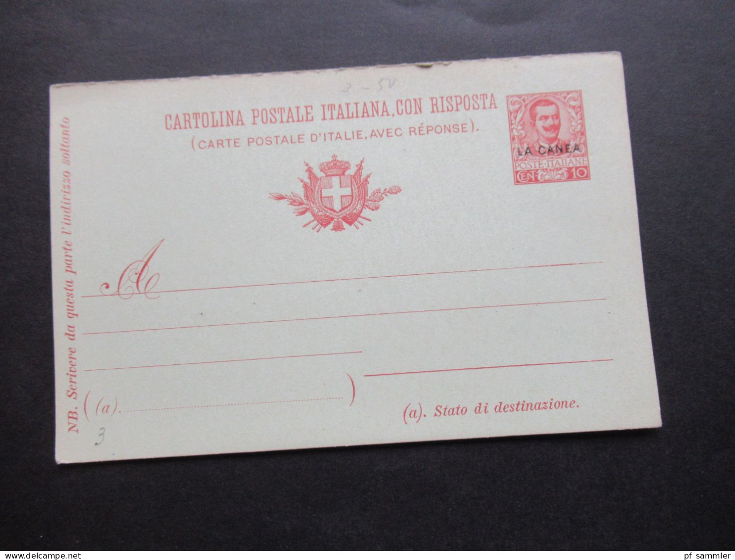 Italien 1906 Ganzsache Doppelkarte Ungebraucht P 23 Aufdruck La Canea / Italienische Post Auf Kreta - La Canea