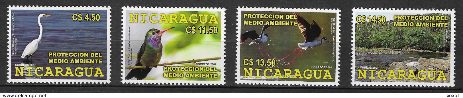 Nicaragua 2007 MiNr. 4419 - 4422 Birds Egret, Hummingbird, Northern Jacana 4v MNH** 8.80 € - Nicaragua