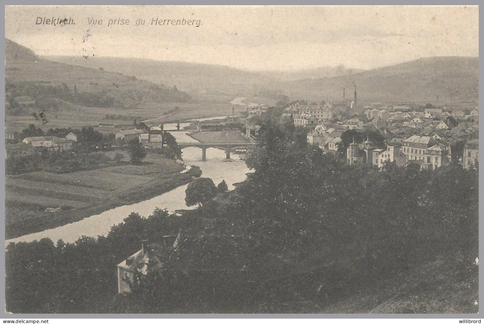 LUXEMBOURG - 1908 2c ADOLPHE Sole Use - PPC Diekirch Herrenberg View (Zenner) To Luxembourg-Ville - - 1895 Adolphe Right-hand Side