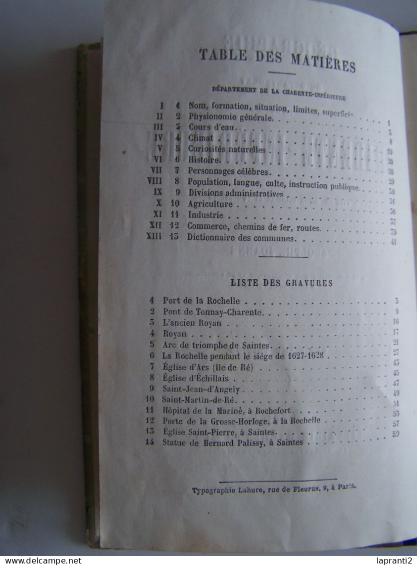 LE DEPARTEMENT DE LA CHARENTE-INFERIEURE. GEOGRAPHIE DE LA CHARENTE-INFERIEURE. ADOLPHE JOANNE. - Poitou-Charentes