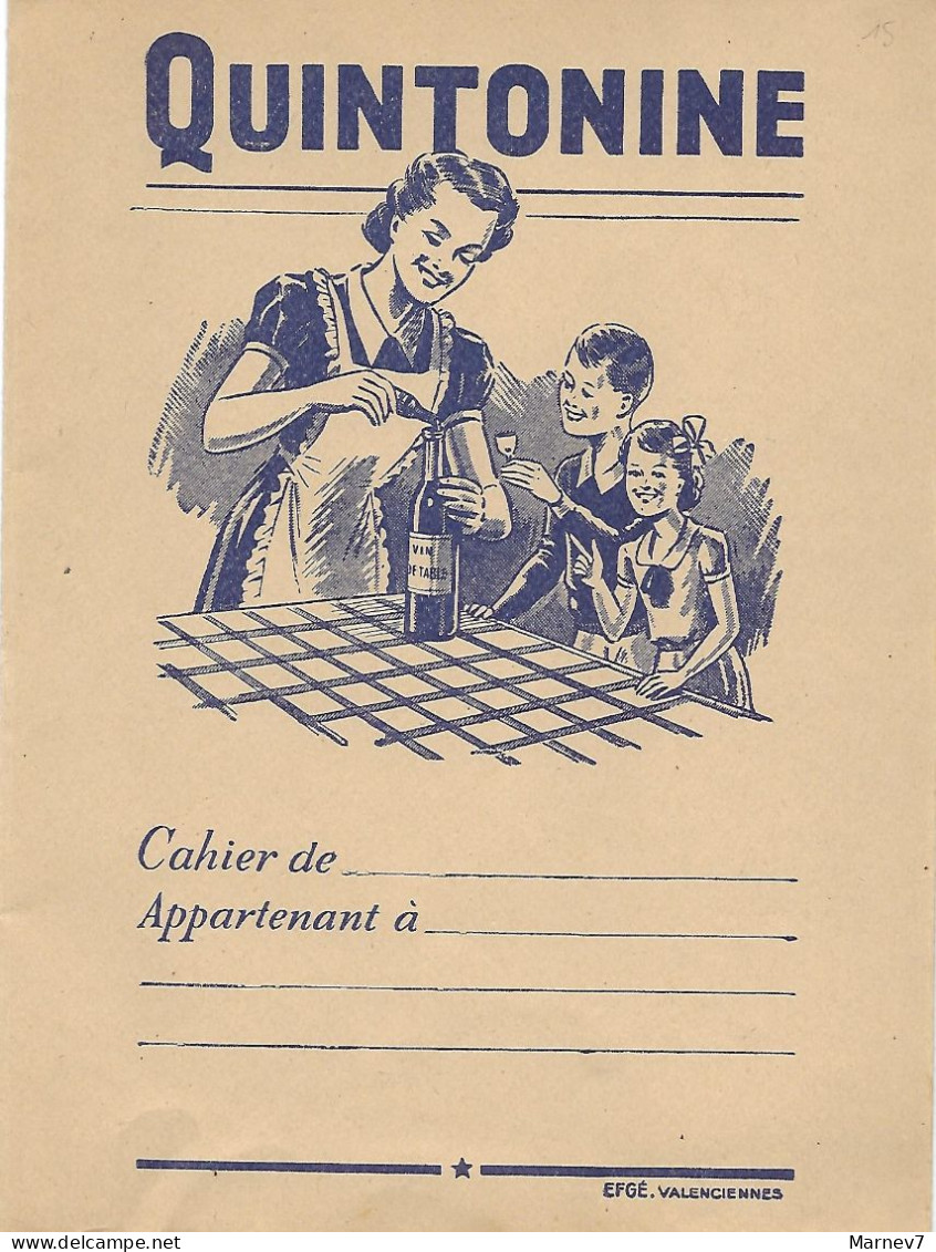 Protège Cahiers Cahier - Publicité - QUINTONINE Fortifiant - Rabats Intérieurs Tables Multiplication Division - Facteur - Protège-cahiers