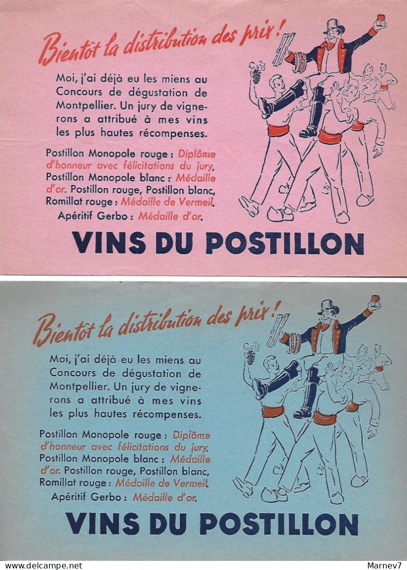 BUVARD - BUVEZ Les Vins Du POSTILLON - Bientôt La Distribution Des Prix - Diplôme Médaille - 2 Buvards - V