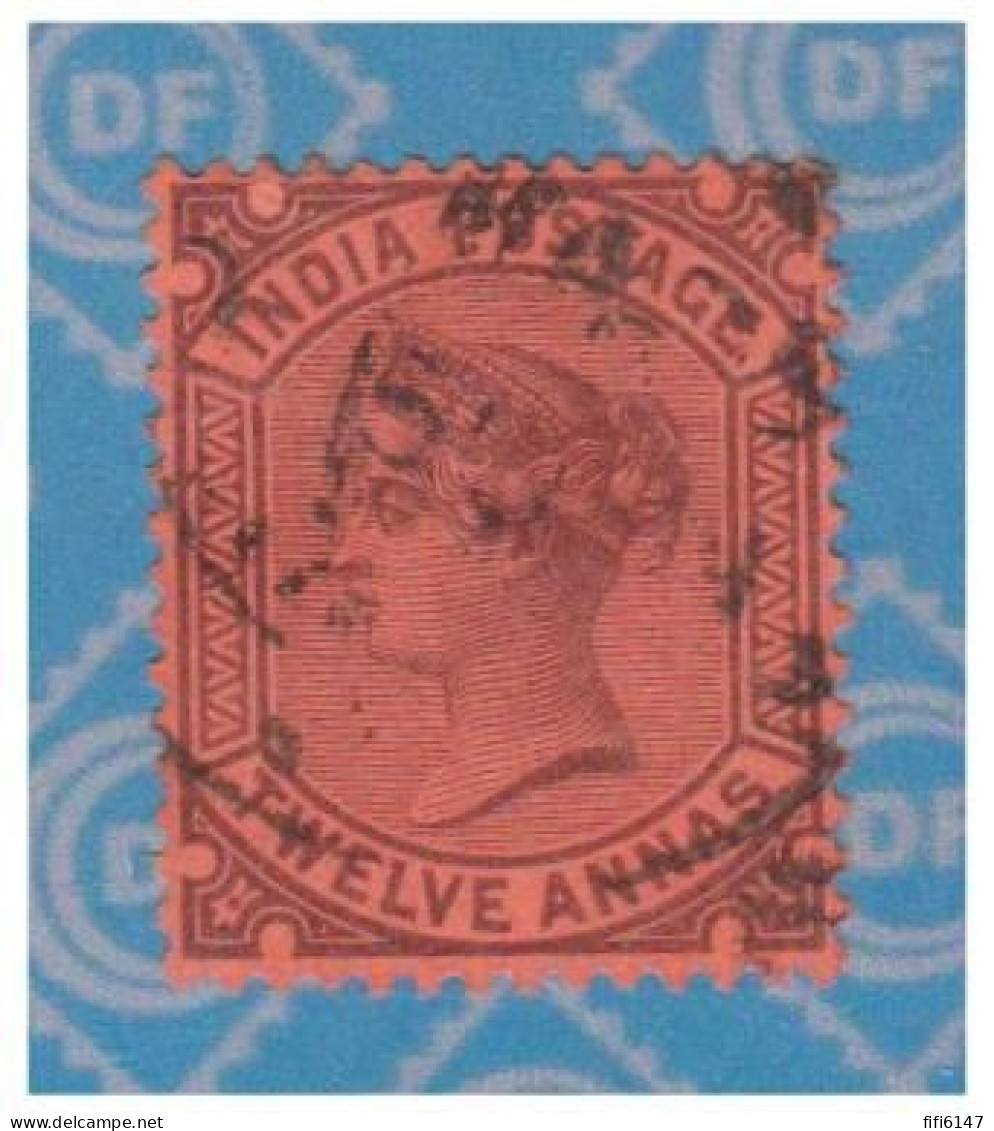 INDE -- 12 ANNAS BRUN ROUGE --Yvert N°31 - 1858-79 Kronenkolonie