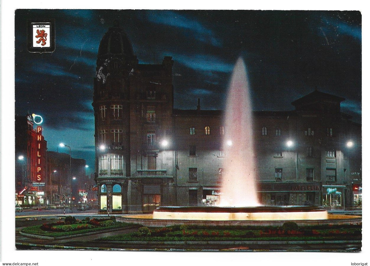 PLAZA DE SANTO DOMINGO Y FUENTE LUMINOSA.- CASTILLA Y LEON - LEON.- ( ESPAÑA ). - León