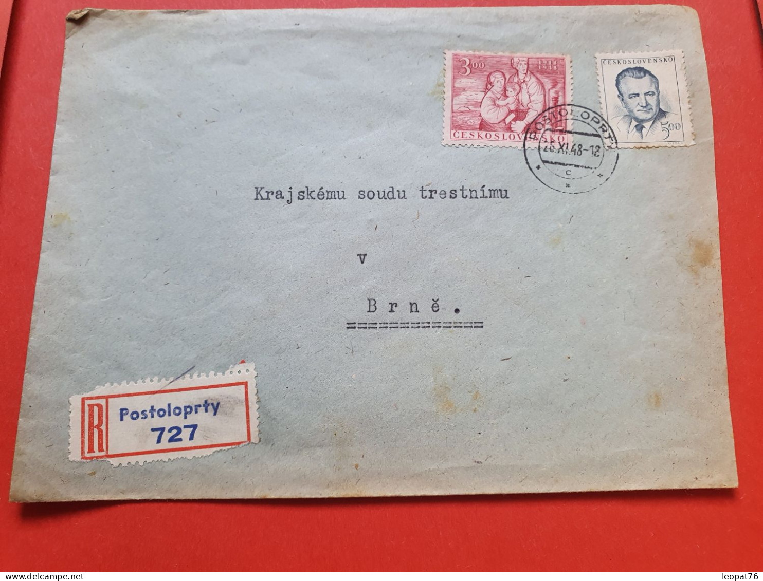 Tchécoslovaquie - Enveloppe En Recommandé De Postoloprty Pour Brno En 1948 - Réf 369 - Lettres & Documents