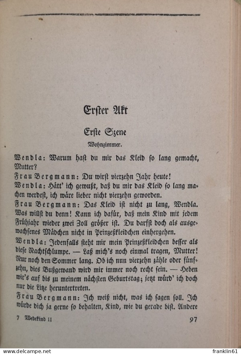 Gesammelte Werke. Zweiter Band. Die Junge Welt. Frühlings Erwachen. Fritz Schwigerling (Dr Liebestrank). - Poésie & Essais