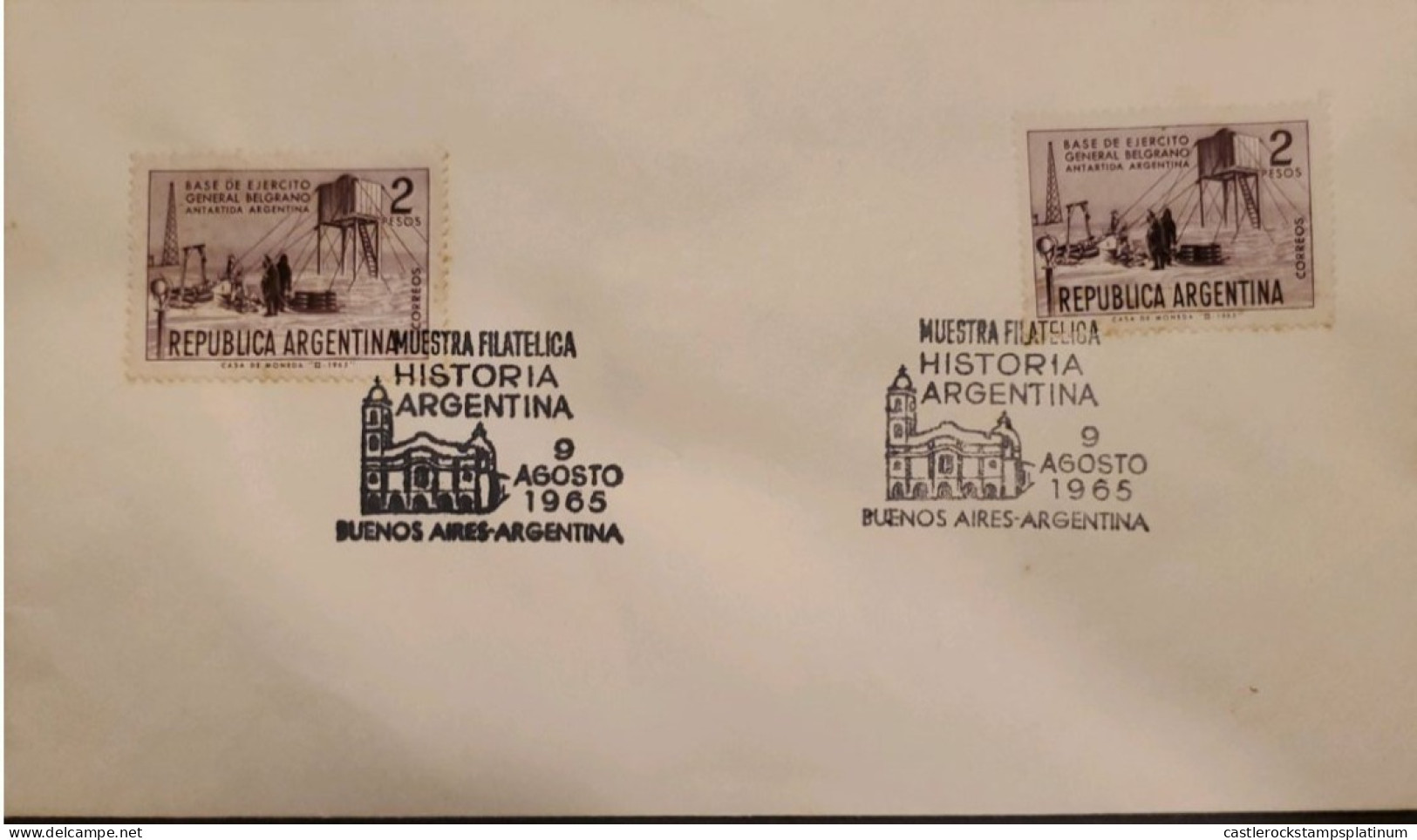 A) 1965, ARGENTINA, GENERAL BELGRANO ANTARCTIC ARMY BASE, CANCELLATIONS OF ARGENTINE HISTORY PHILATELIC SHOW, XF - Covers & Documents