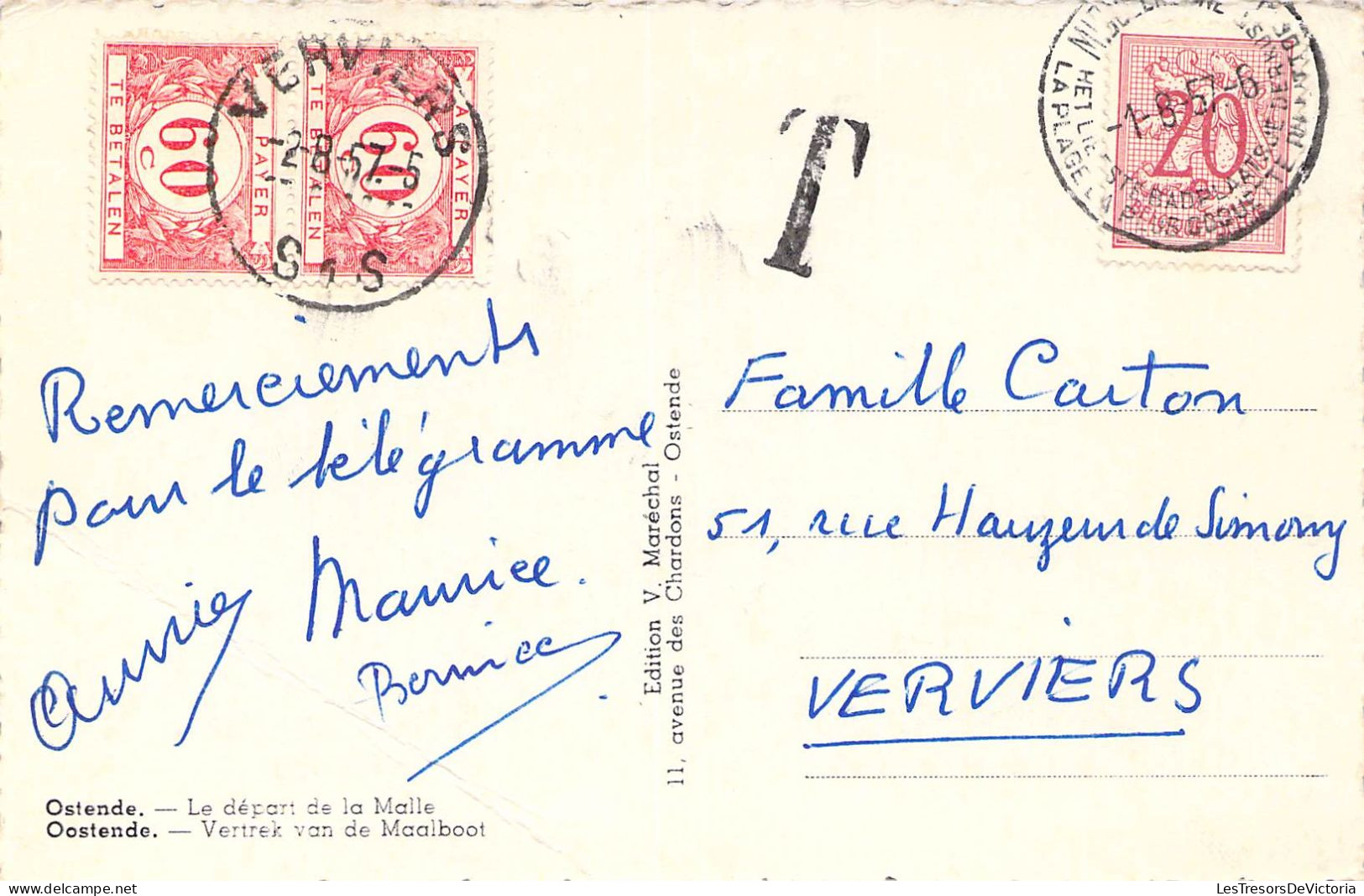 BELGIQUE - OSTENDE - Le Départ De La Malle - Carte Postale Ancienne - Oostende