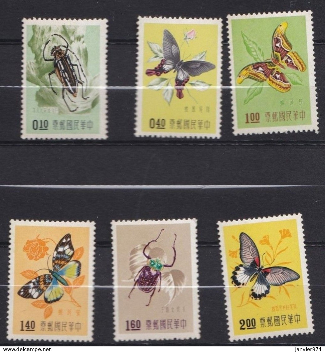 Chine 1958, La Série Complète Papillons Et Insectes, N° 282 à 287, 6 Timbres Neufs , Scan Recto Verso - Ongebruikt