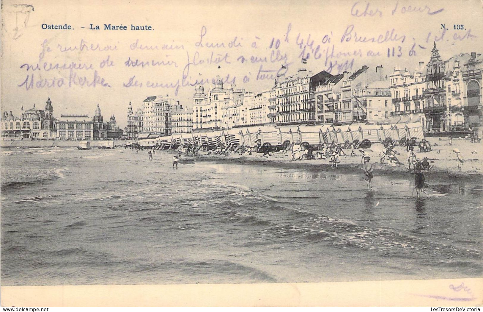 BELGIQUE - OSTENDE - La Marée Haute - Carte Postale Ancienne - Oostende