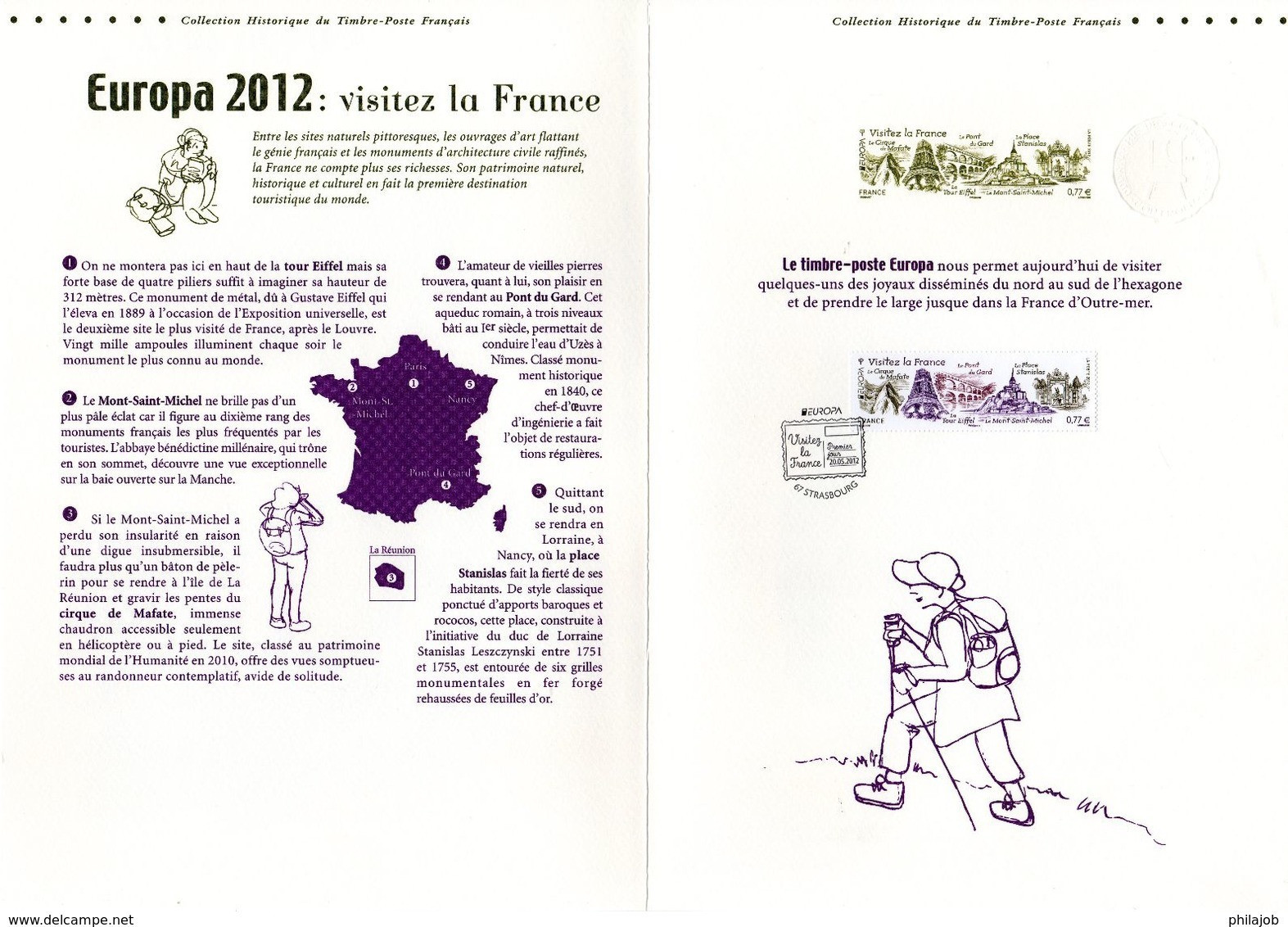 Prix Poste 7 €. EUROPA 2012 : VISITEZ LA FRANCE  Sur Document Officiel 1er Jour 4 Pages De 2012  N°YT 4661 Parf état DPO - 2012