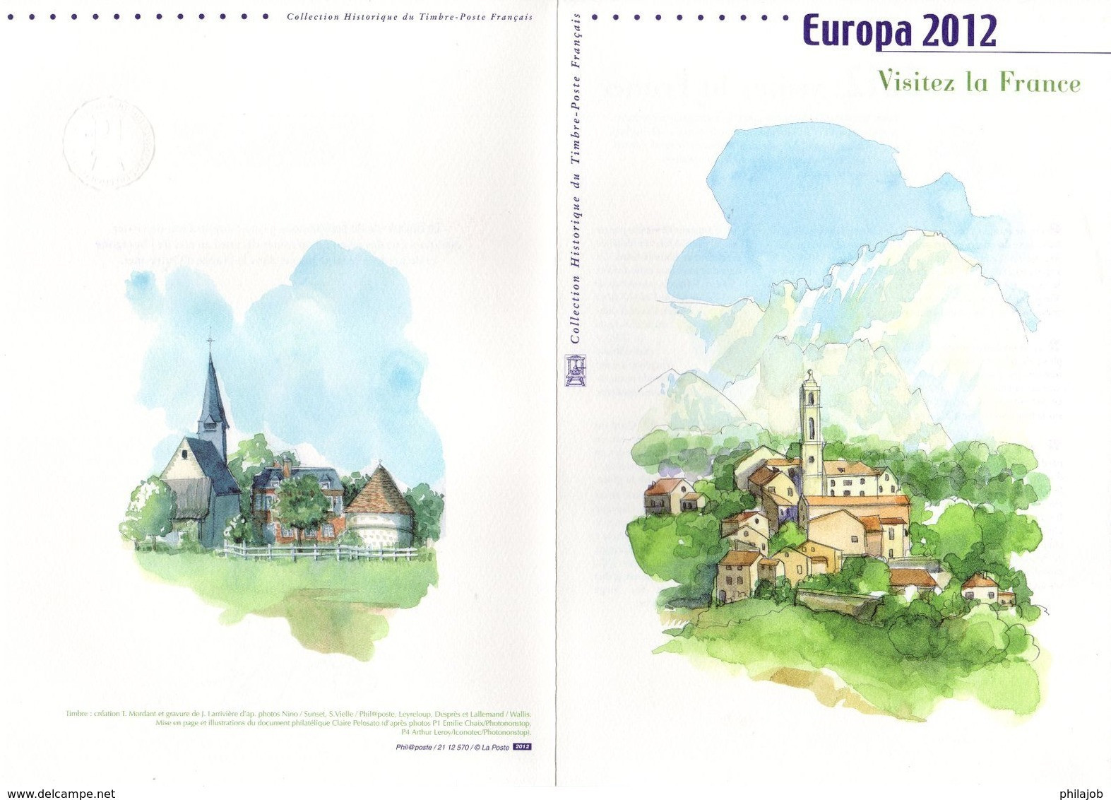 Prix Poste 7 €. EUROPA 2012 : VISITEZ LA FRANCE  Sur Document Officiel 1er Jour 4 Pages De 2012  N°YT 4661 Parf état DPO - 2012