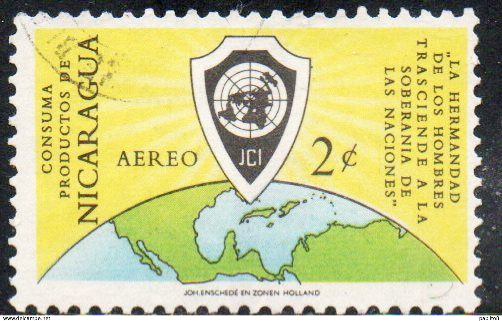 NICARAGUA 1961 JCI JUNIOR CHAMBER OF COMMERCE EMBLEM 2c USED USATO OBLITERE' - Nicaragua