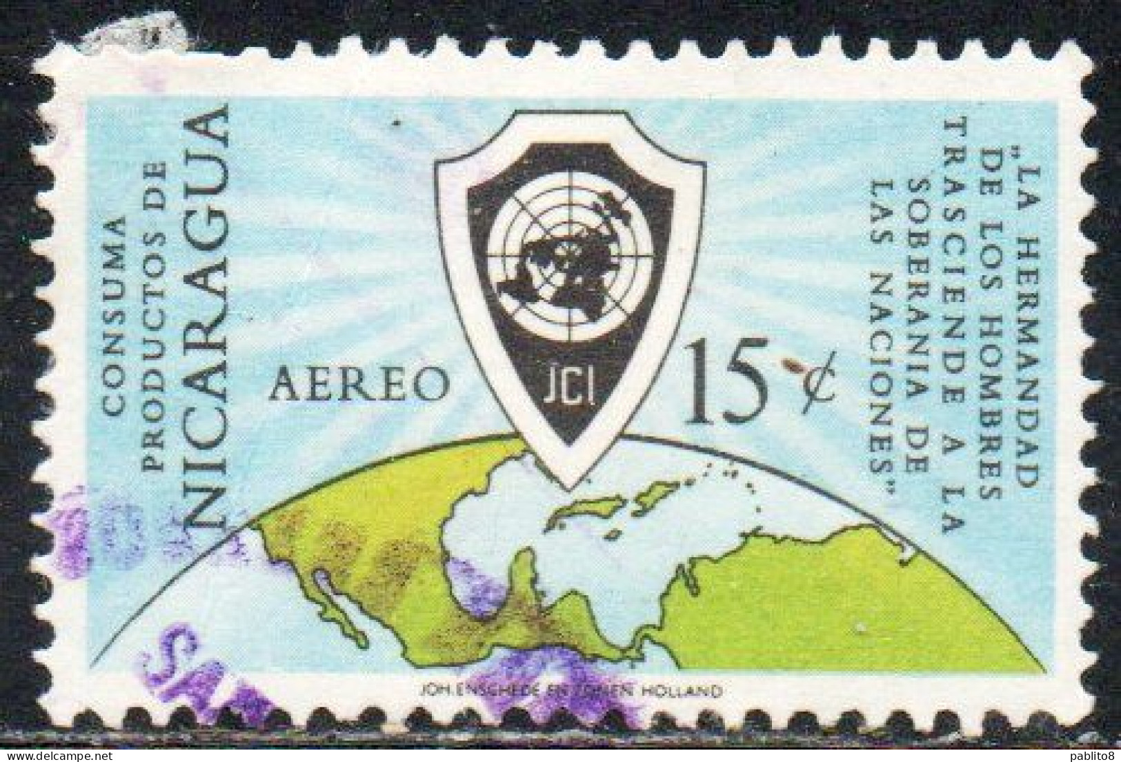 NICARAGUA 1961 JCI JUNIOR CHAMBER OF COMMERCE EMBLEM 15c USED USATO OBLITERE' - Nicaragua