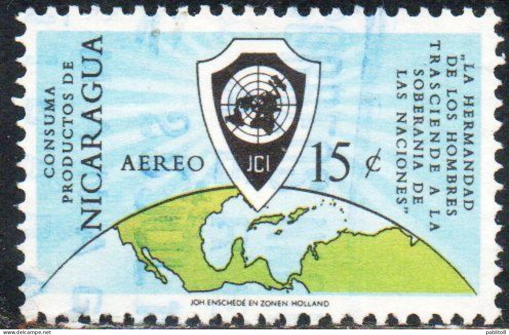 NICARAGUA 1961 JCI JUNIOR CHAMBER OF COMMERCE EMBLEM 15c USED USATO OBLITERE' - Nicaragua