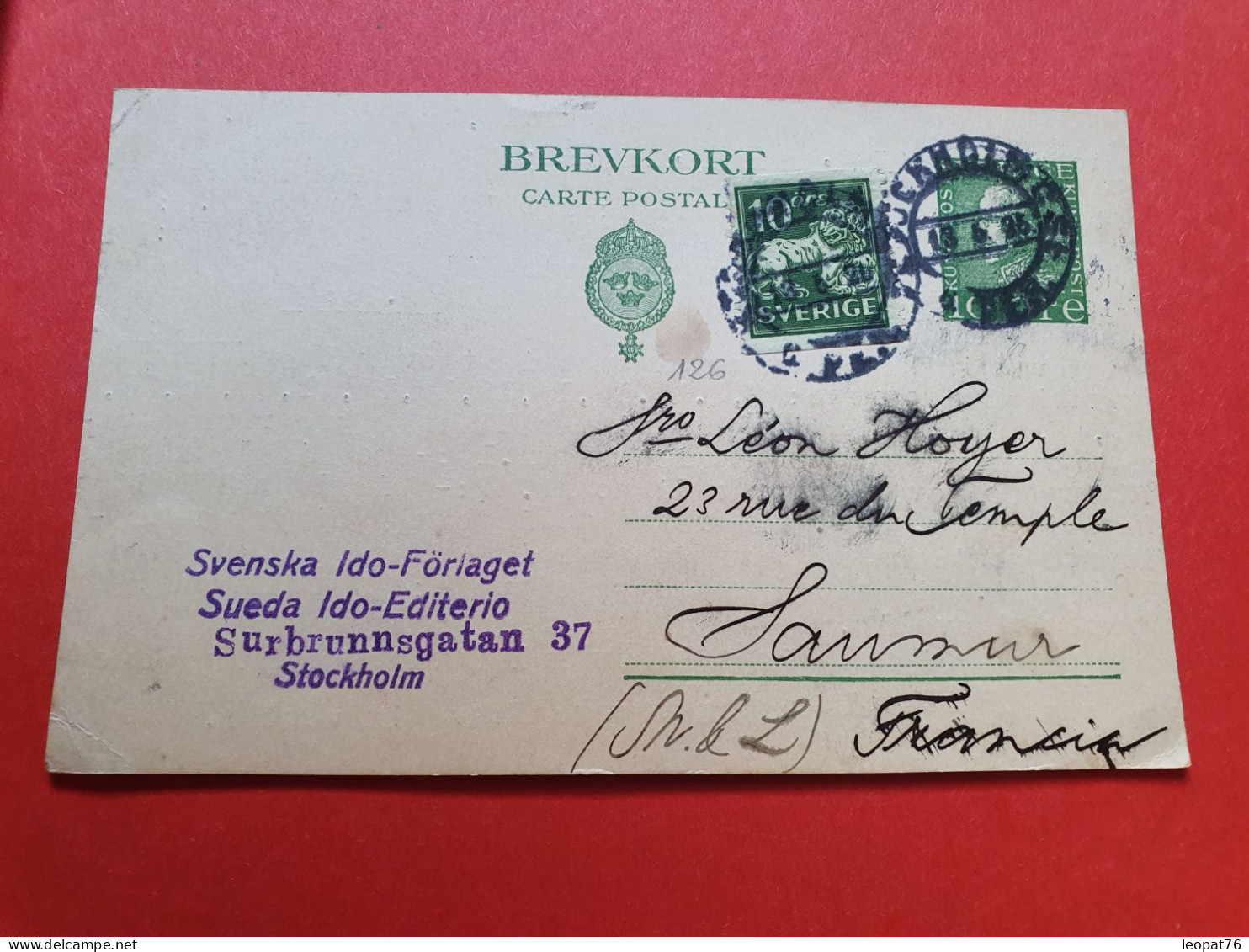 Suède - Entier Postal + Complément De Stockholm Pour La France En 1925 - Réf 399 - Entiers Postaux