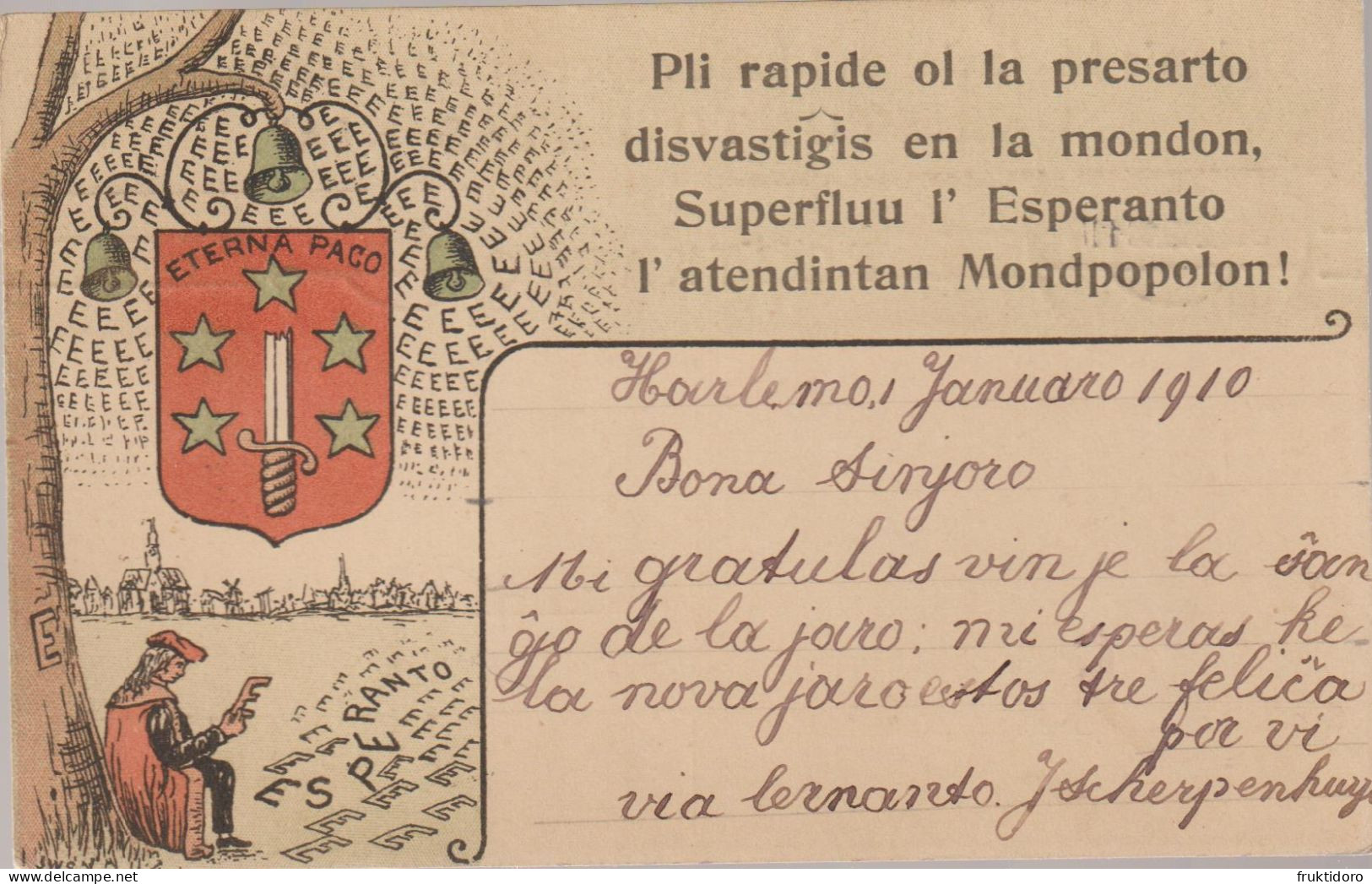 AKEO 09 Esperanto Card The Netherlands Eterna Paco - Circulated In 1910 - Esperanto