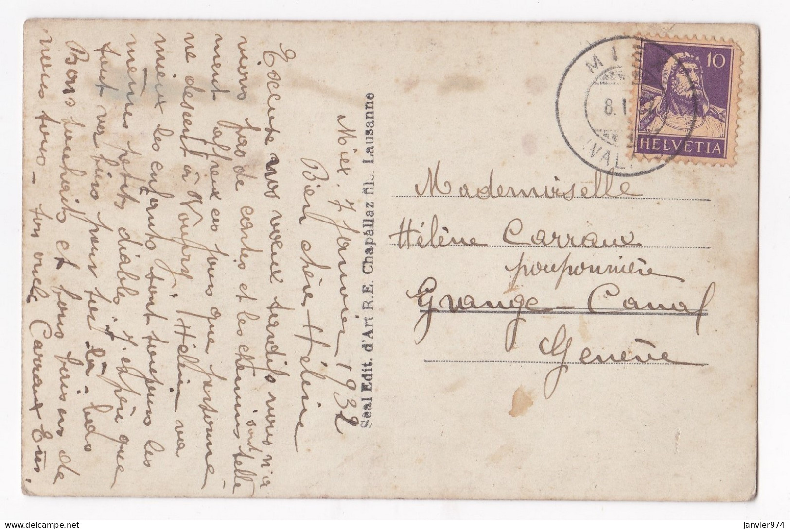 CPA Suisse 1932, Vouvry. Bonne Année, Scan Recto Verso - Vouvry