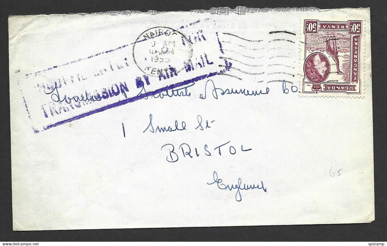 Kenya Uganda & Tanganyika Jan 1955 Underpaid Cover Nairobi To UK , Sent Second Class Mail - Kenya & Ouganda