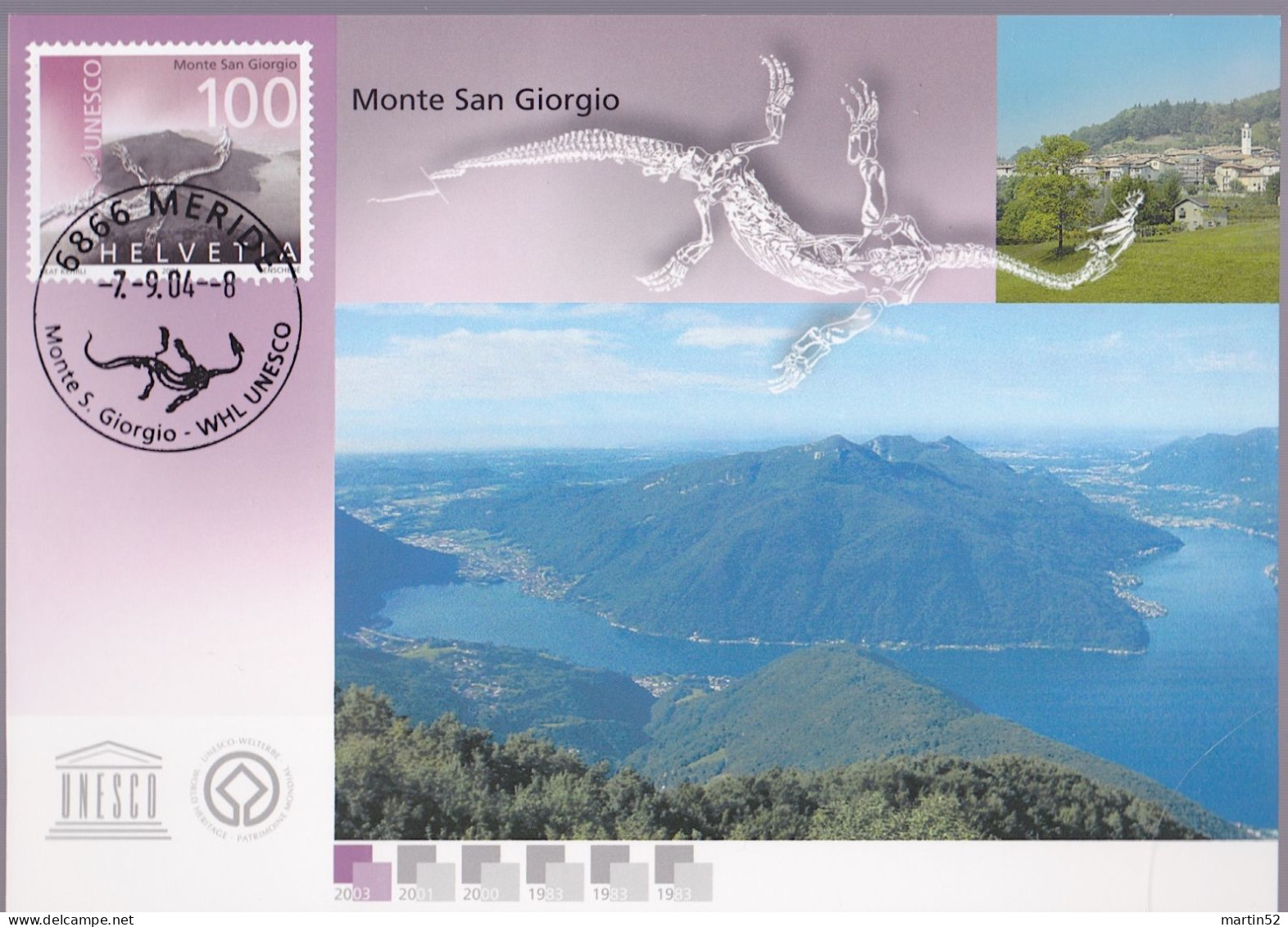 Schweiz Suisse 2004: Monte San Giorgio" (Pachypleurosaurus) Zu 1137 Mi 1894 Yv 1810 MK Officiel Mit ET-⊙ MERIDE 7.9.04 - Fossili