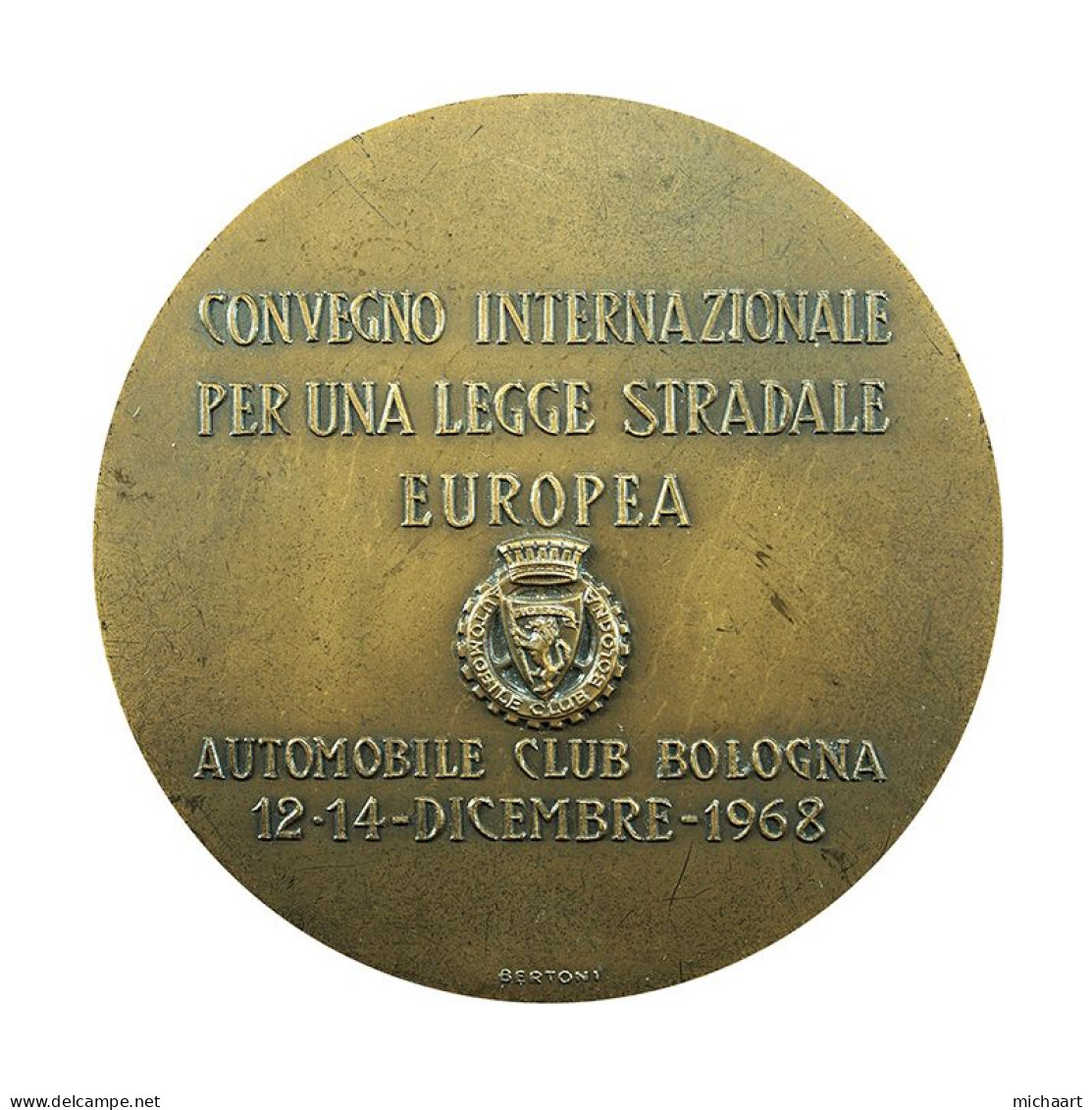 Italy Large Medal 79mm Automobile Club Bologna 1968 Bronze 230g 01177 - Monarquía/ Nobleza