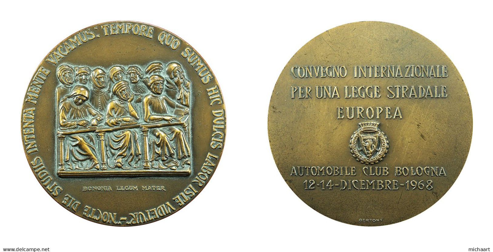 Italy Large Medal 79mm Automobile Club Bologna 1968 Bronze 230g 01177 - Monarquía/ Nobleza