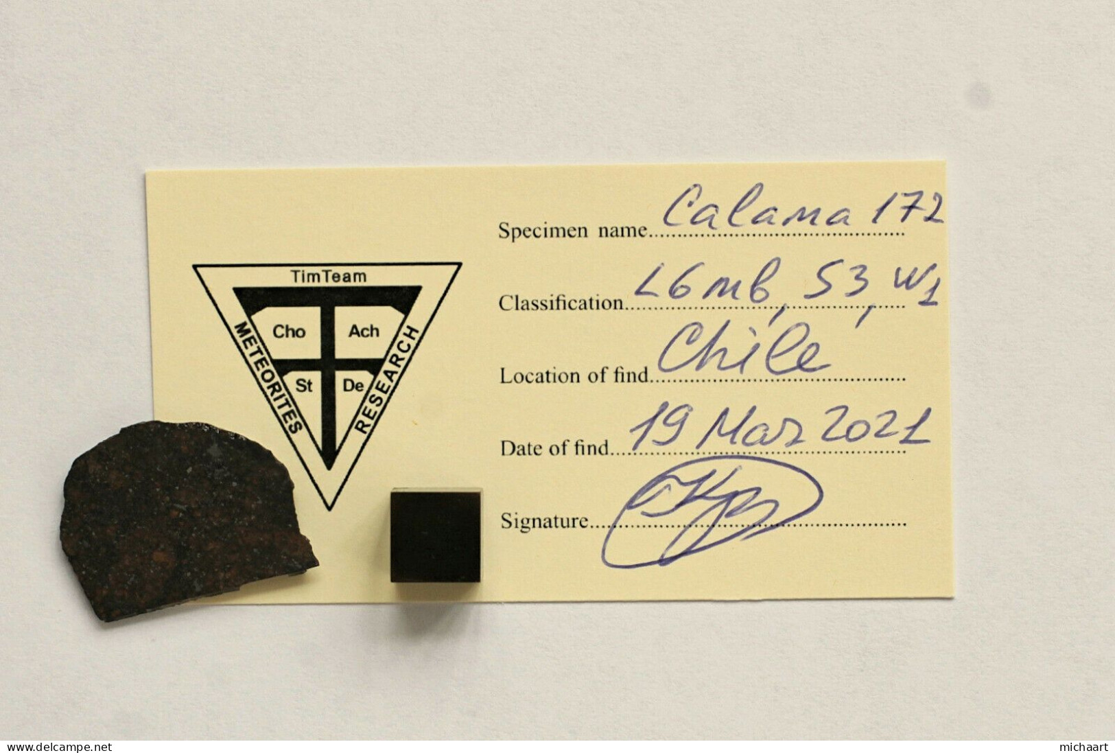Meteorite Ordinary Chondrite Slice 3.31 G. Calama 172 (L6-mb,S3,W1) Chile 03086 - Meteorieten