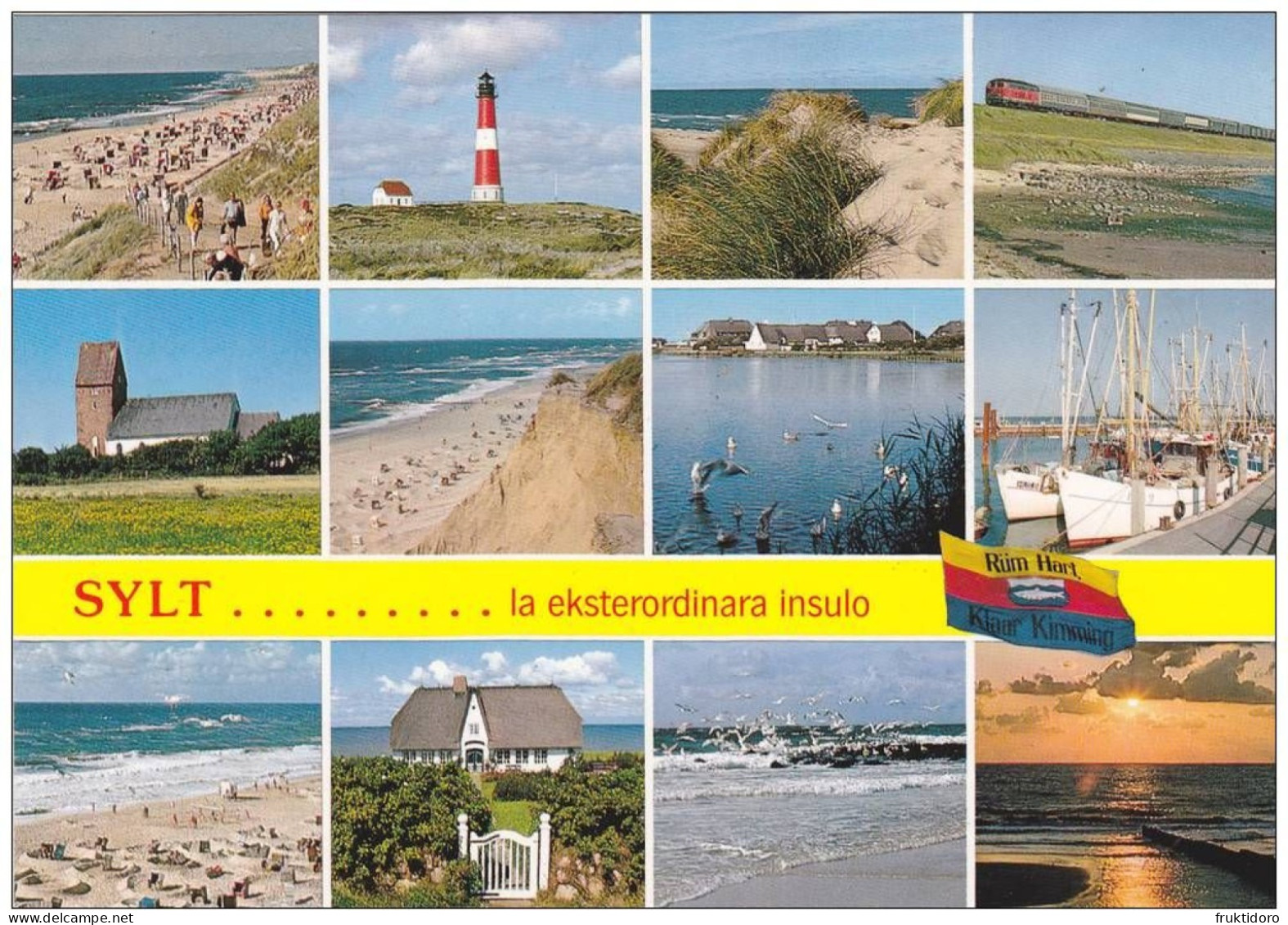 AKEO 78 Esperanto Card About Sylt Island (Germany) - Train - Lighthouse - Beach - Esperanto