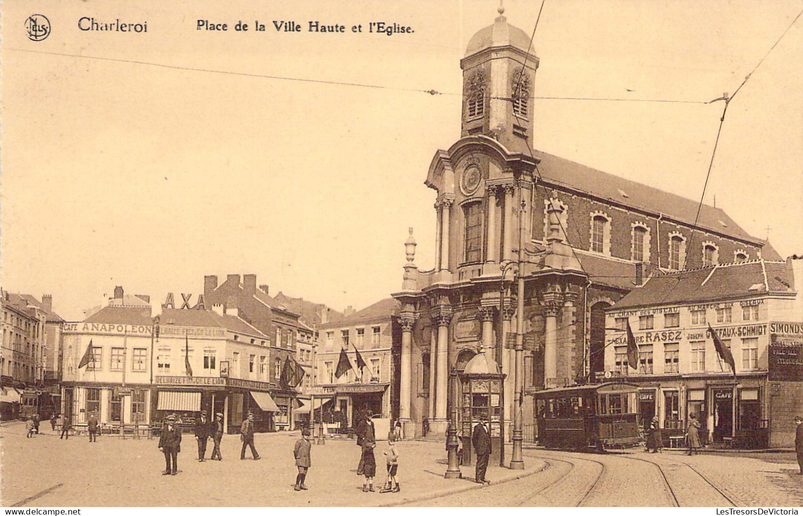 BELGIQUE - CHARLEROI - Place De La Ville Haute Et L'église - Carte Postale Ancienne - Charleroi