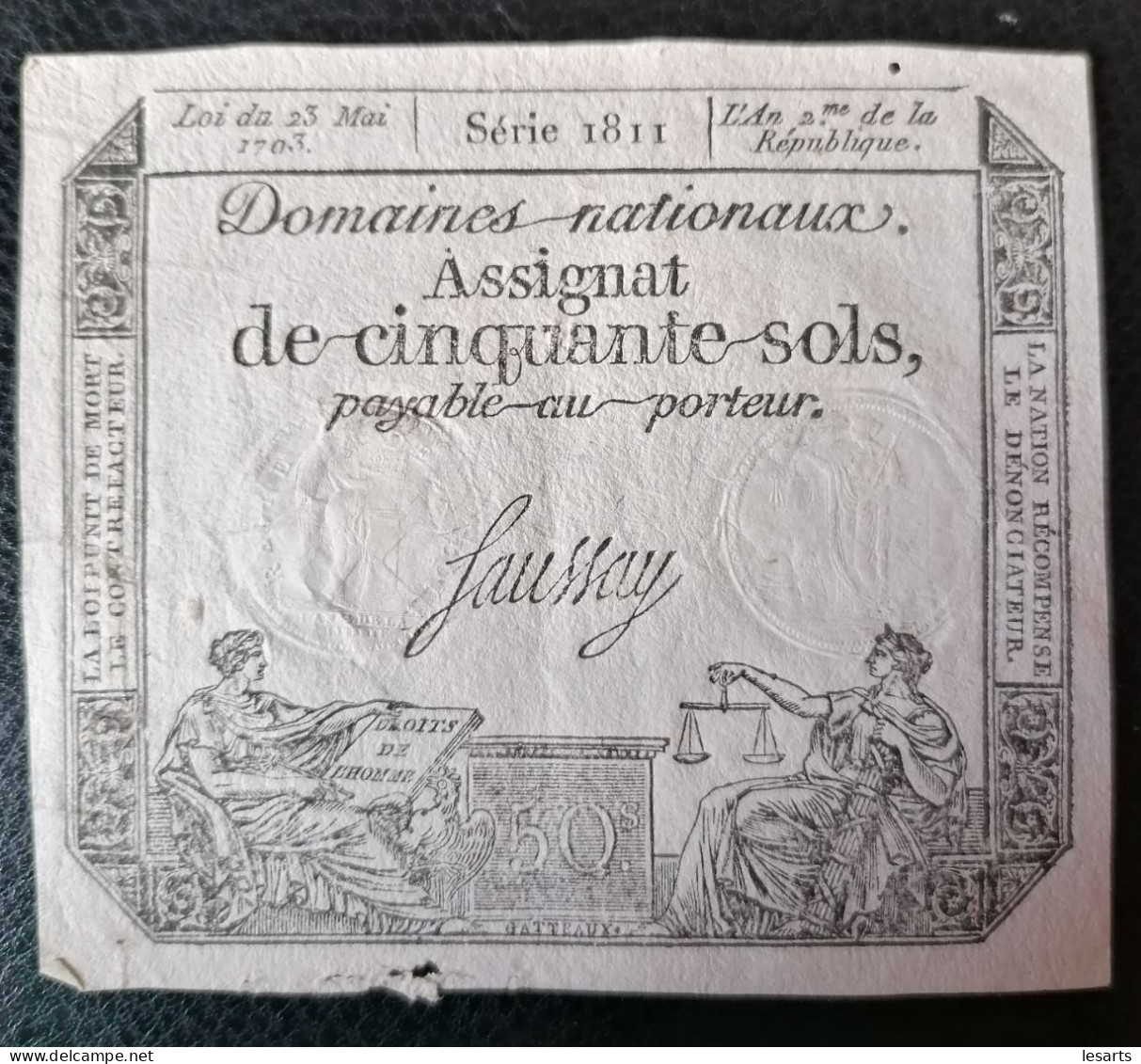 Assignat De 50 Sols. Loi De 23 Mai 1793.Erreur Typographie. Chiffre 9. RARE. - Assignats & Mandats Territoriaux