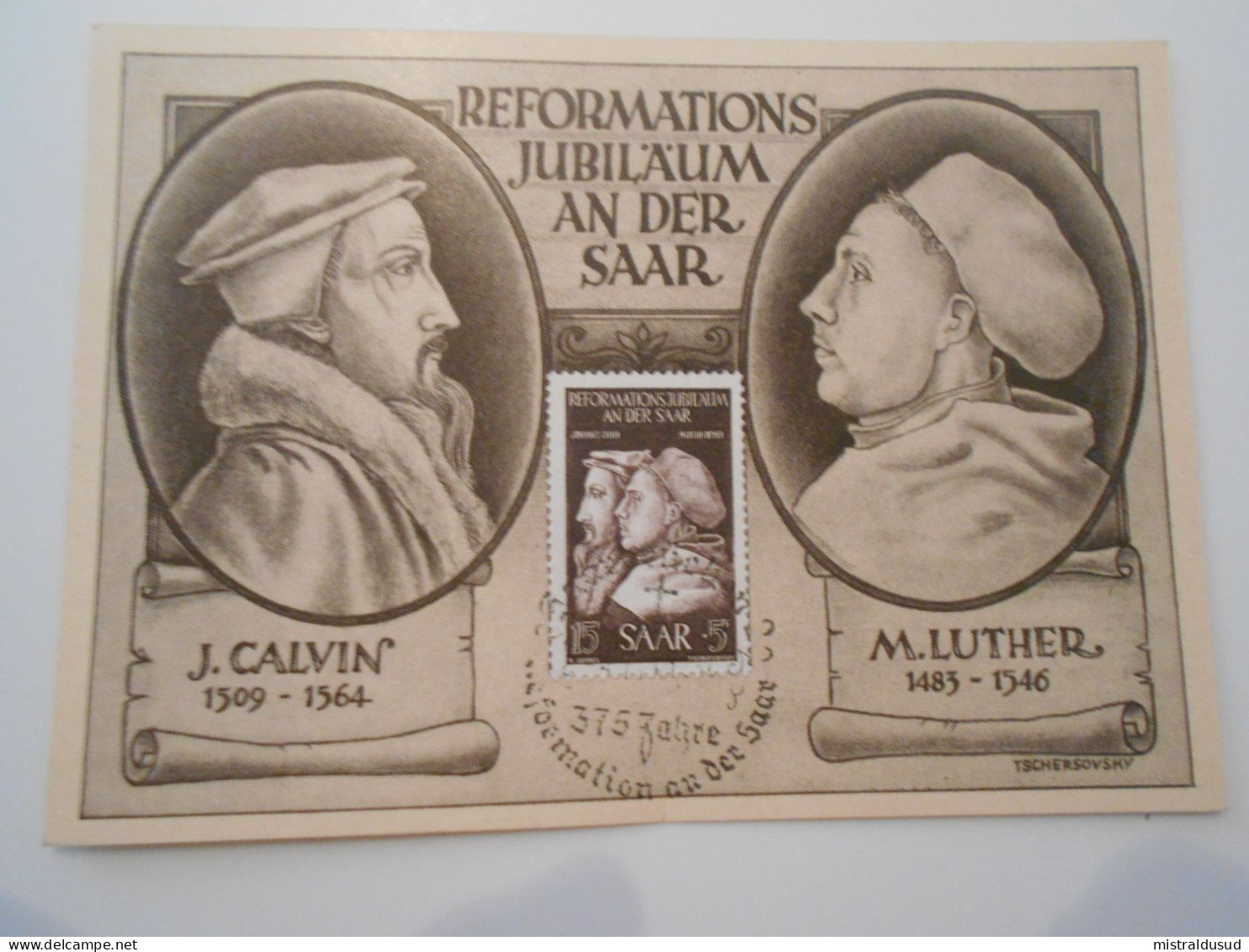 Sarre Fdc, Martin Luther , Johann Calvin 1951 - FDC