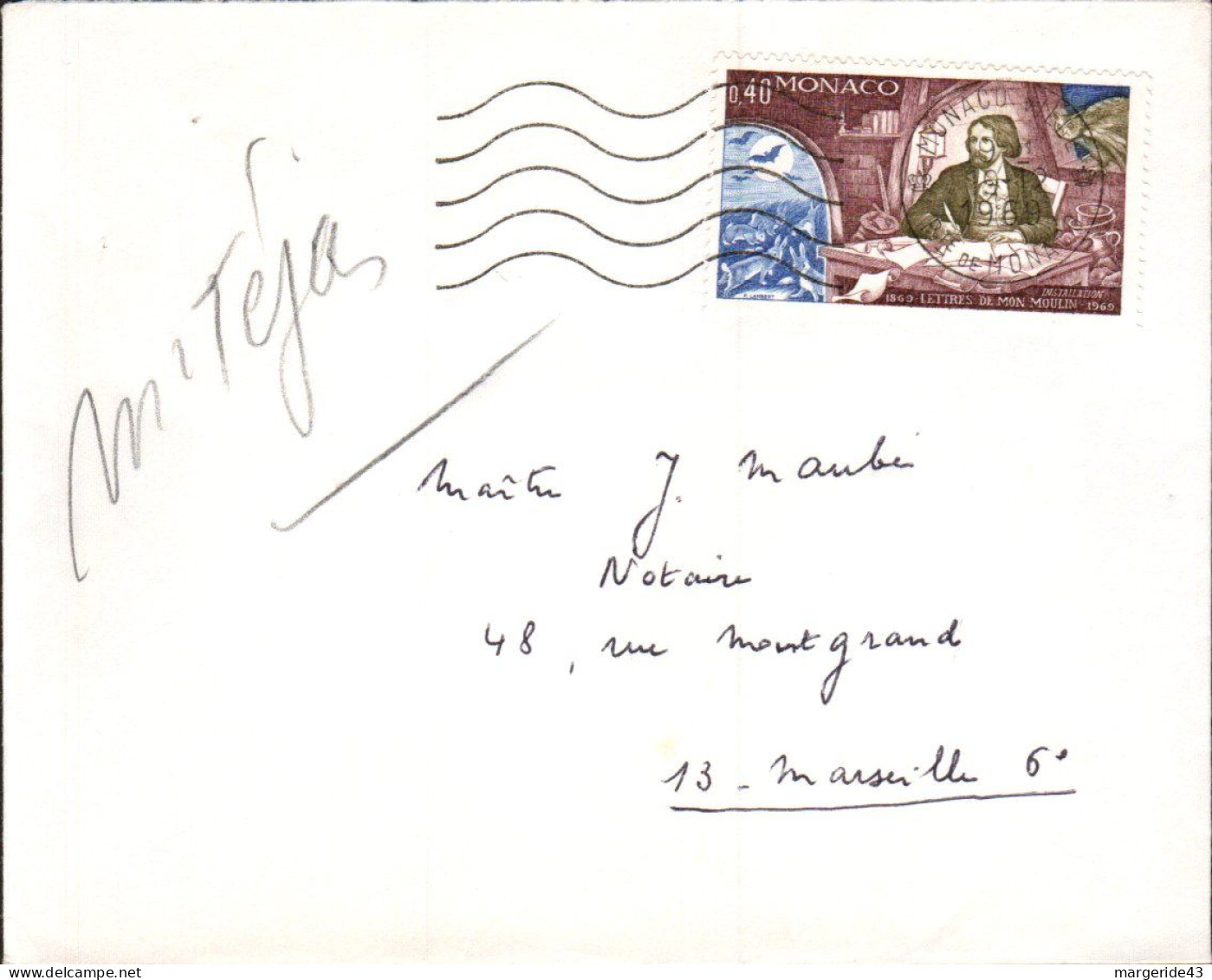 MONACO SEUL SUR LETTRE POUR LA FRANCE 1969 - Cartas & Documentos