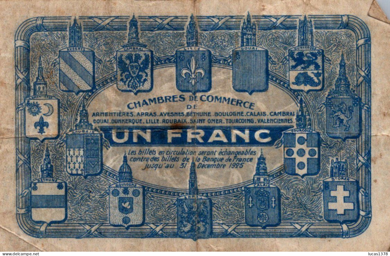 NORD PAS DE CALAIS - CHAMBRE DE COMMERCE - 1 FRANC - TB+ - Cámara De Comercio