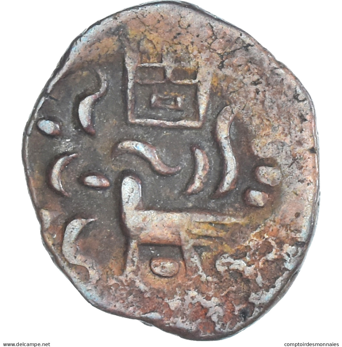 Monnaie, Cambodge, 2 Pe, 1/2 Fuang, 1847, TTB, Billon - Camboya