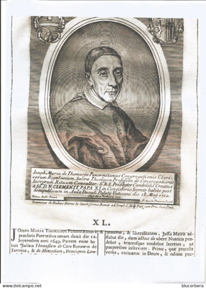 1700 TOMASI MARIAE JOSEPHI  INCISIONE RITRATTO COME DA FOTO - RARISSIMO - Libri Antichi