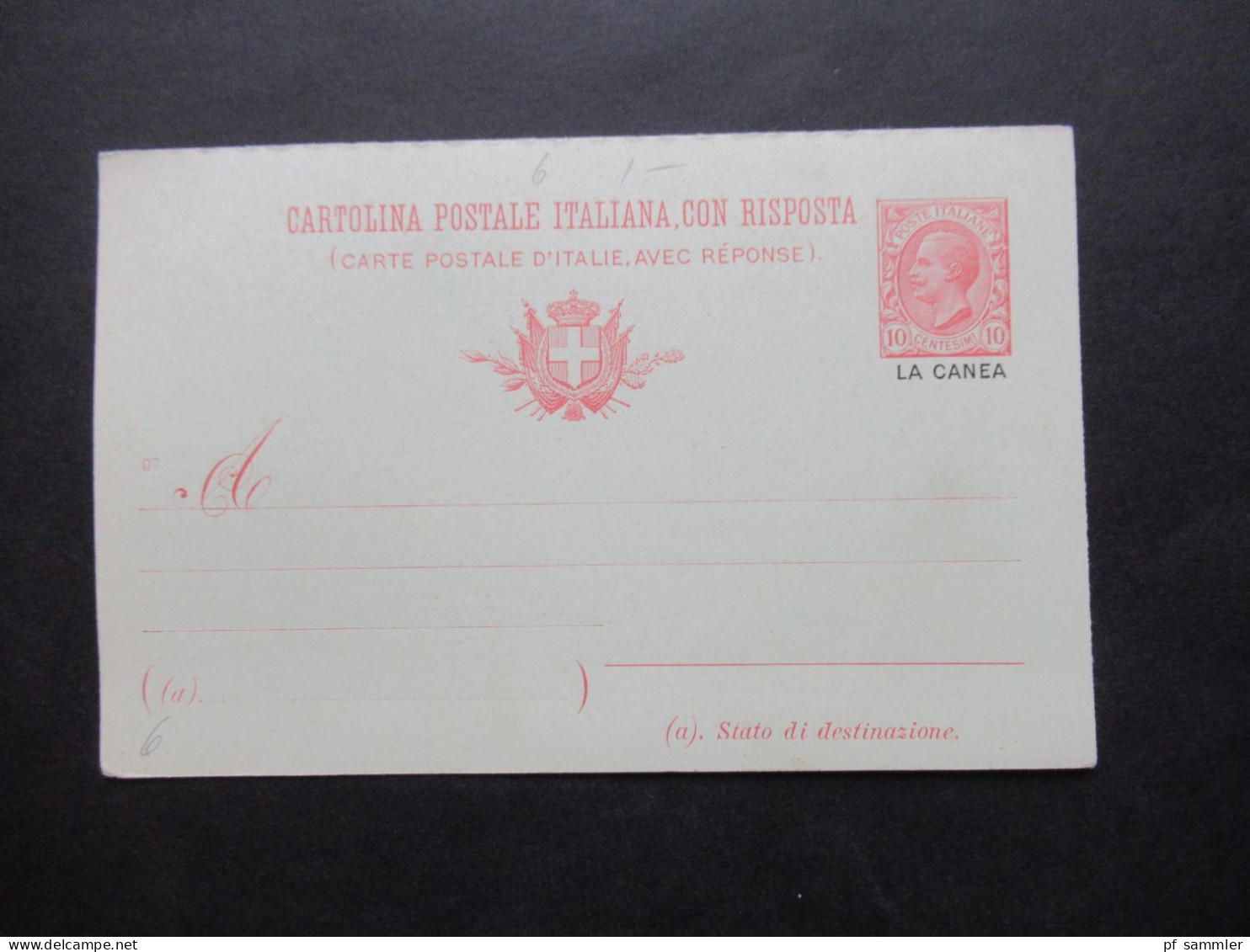 Italien 1907/09 Italienische Post Auf Kreta GA / Doppelkarte Mit Aufdruck La Canea P26 Ungebraucht! - La Canea