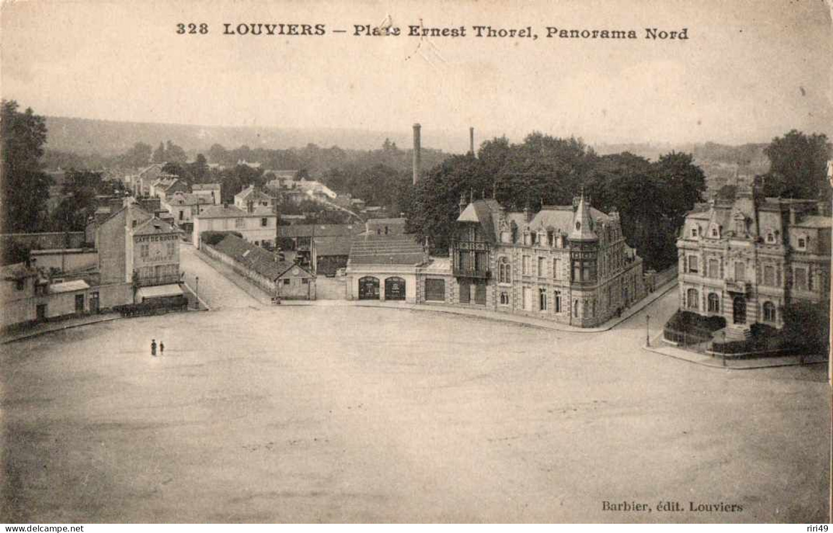 CPA 27  LOUVIERS - Place Ernest Thorel , Panorama Nord - Dos écrit 11/09/1918 - Louviers