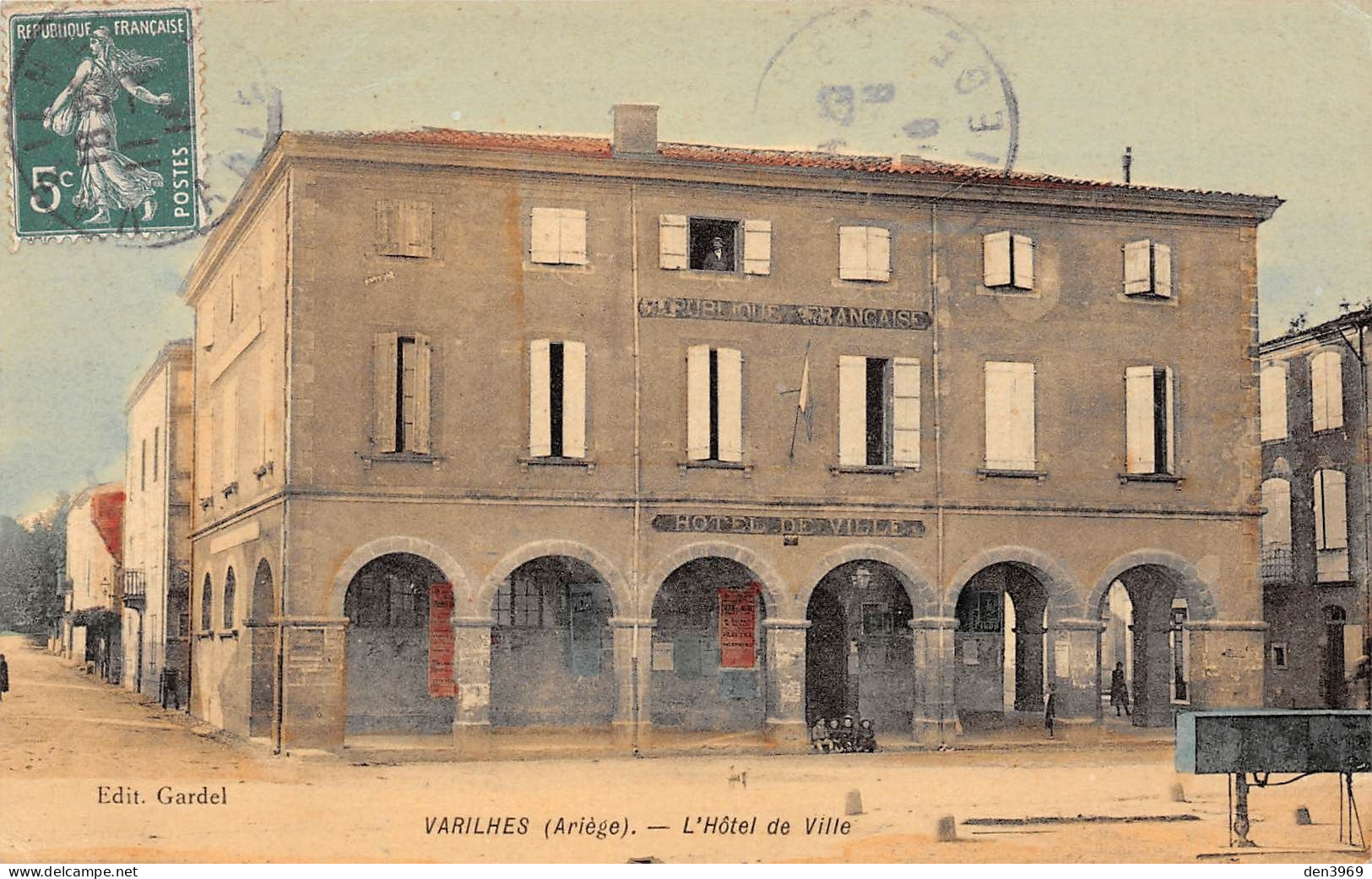 VARILHES (Ariège) - L'Hôtel De Ville - Voyagé 1910 (voir Les 2 Scans) Blachère, Greffier De Paix à Largentière Ardèche - Varilhes